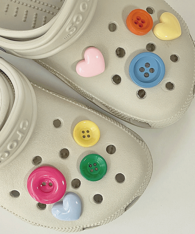 알록달록 단추 하트 지비츠 세트 (8p)