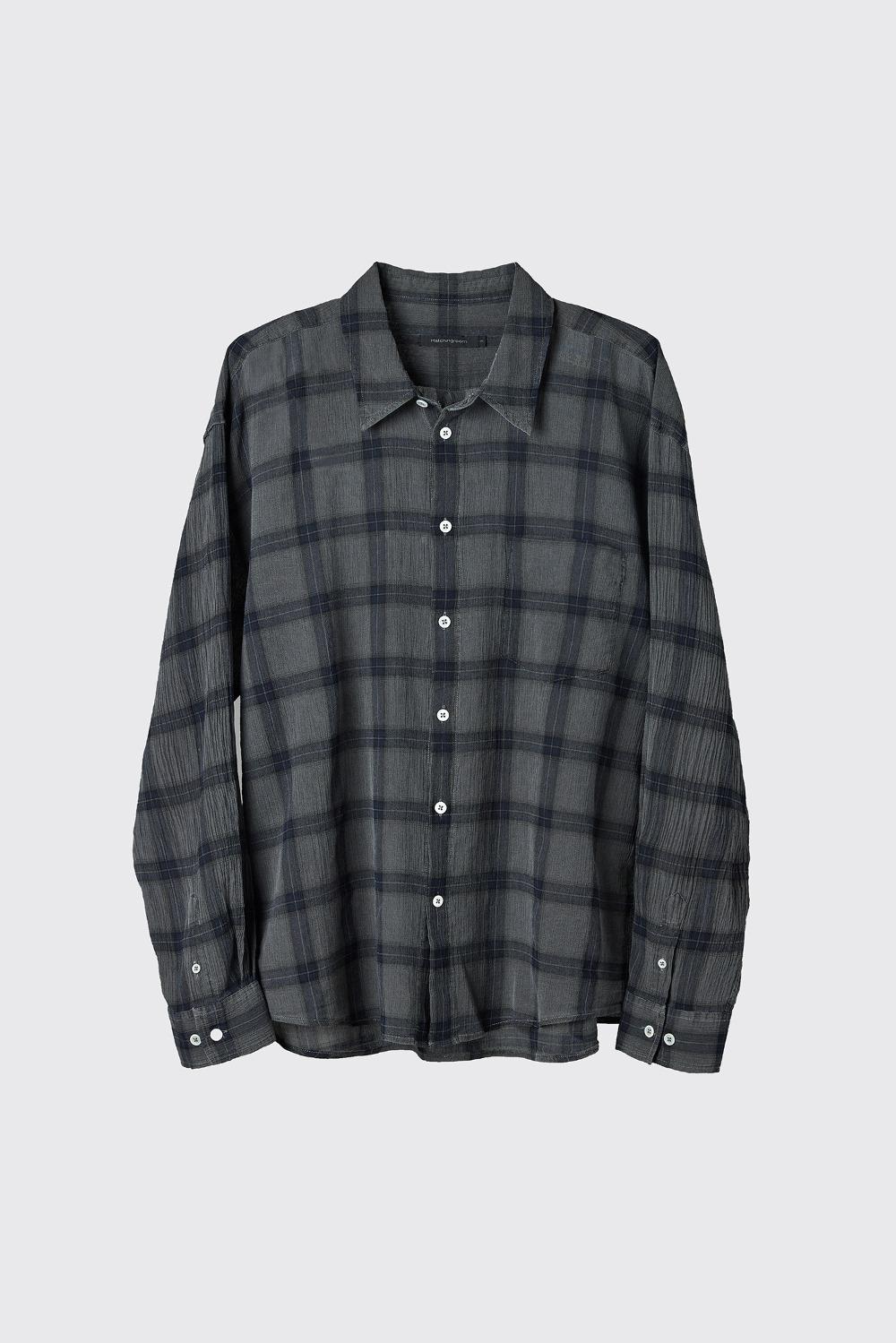 [soui. Exclusive] Classic Shirt Pigment Dyed Check Charcoal