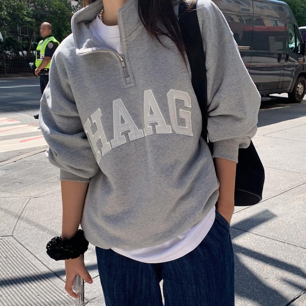 a haag half zip-up (grey)