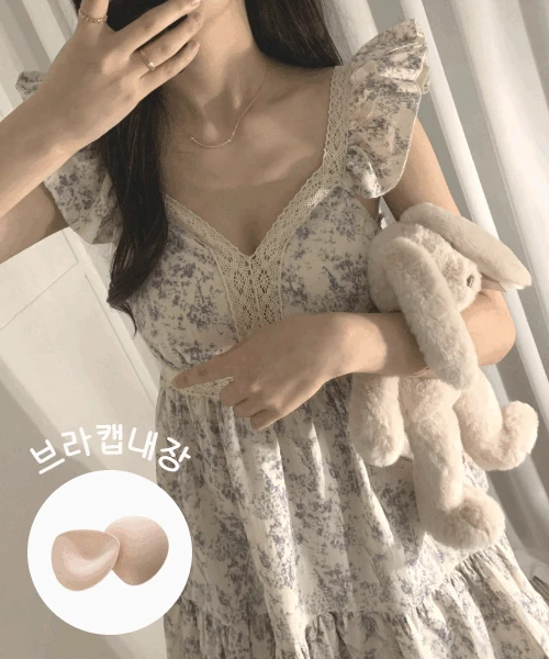 [MADE] 아테네 플라워 순면 브라캡 나시 반바지 잠옷 세트 2option