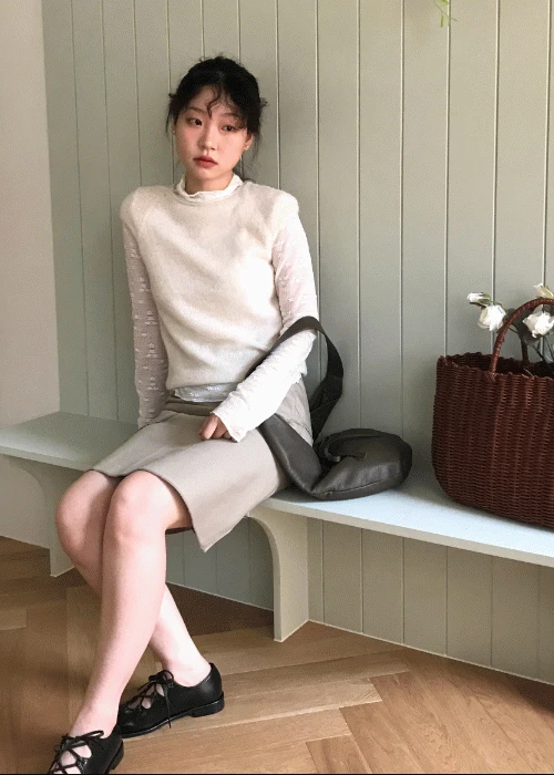 캡소매 레이어드 니트