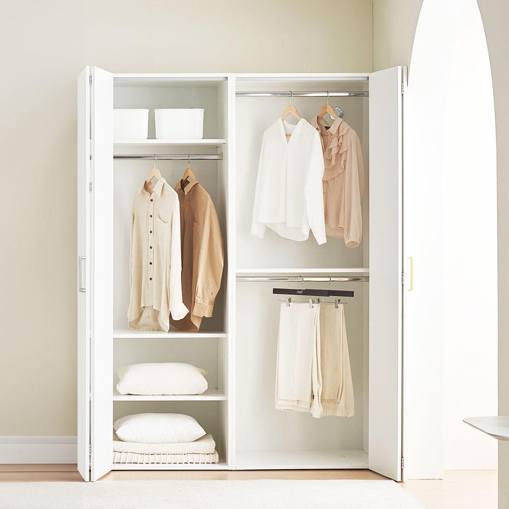 장인가구 노드 E0 슬라이딩 폴딩도어 싱글 2단 행거형 긴 옷장 800