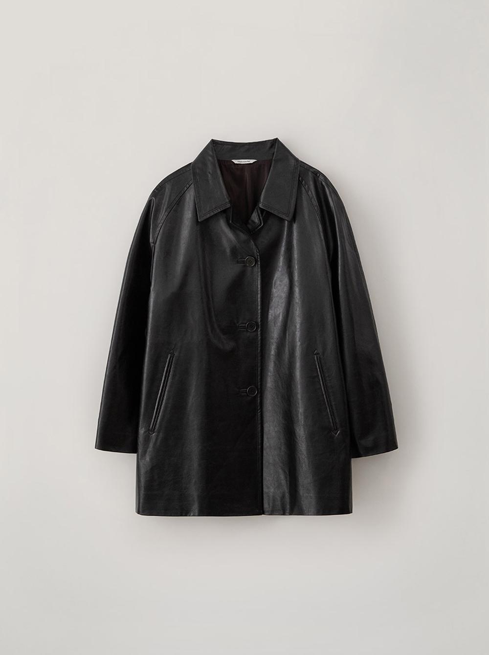 ARTIFICIAL LEATHER HALF COAT_BLACK