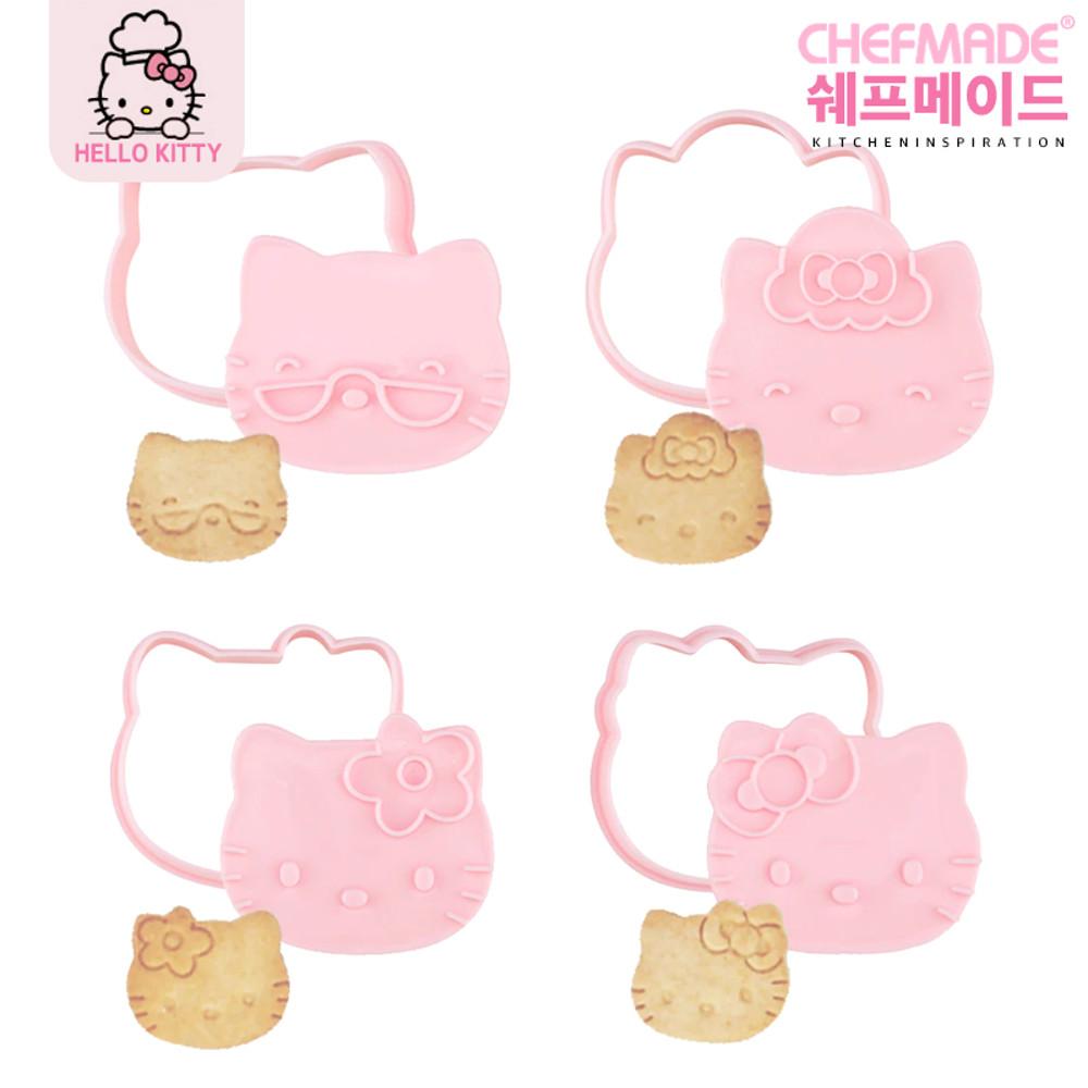 쉐프메이드 헬로키티 쿠키커터 4종 핑크 (패밀리쿠키커터)