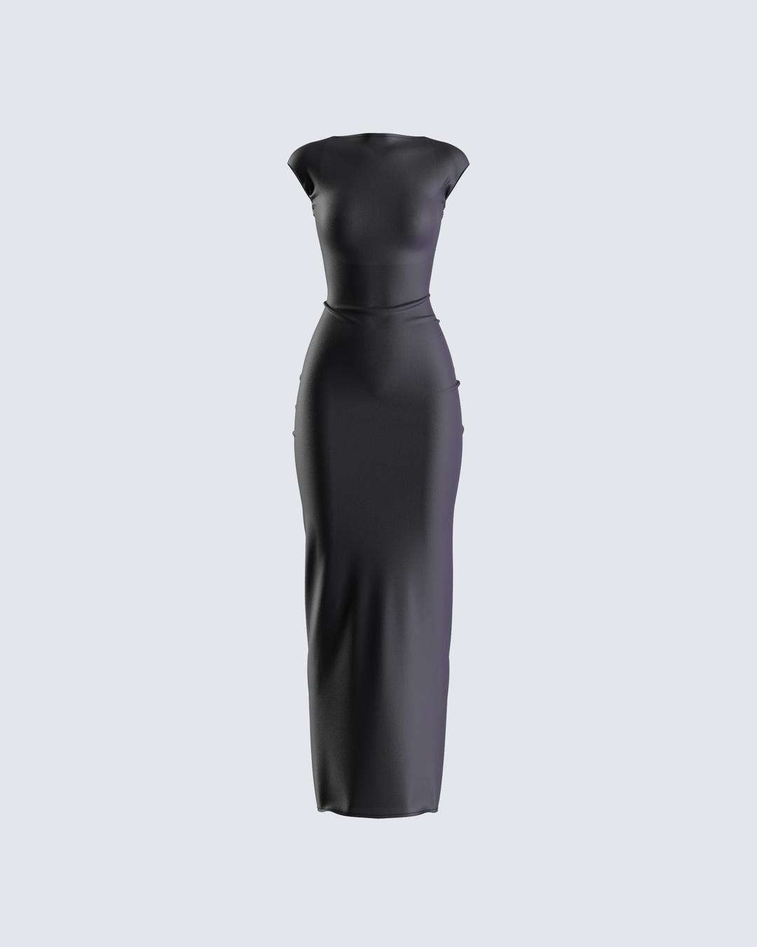 Kath Black Jersey Backless Dress - S
