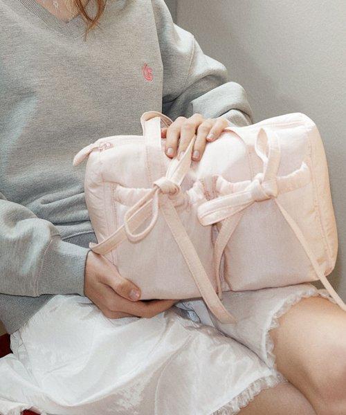 DOUBLE RIBBON SHOULDER BAG_LIGHT PINK
