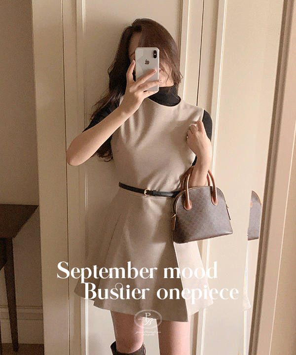단독) 셉템버 무드 핀턱 뷔스티에 미니 원피스
