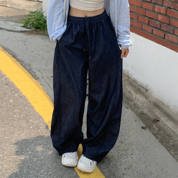 [숏,미들,롱] 케이드 논페이드 워시드 밴딩 절개 와이드 데님