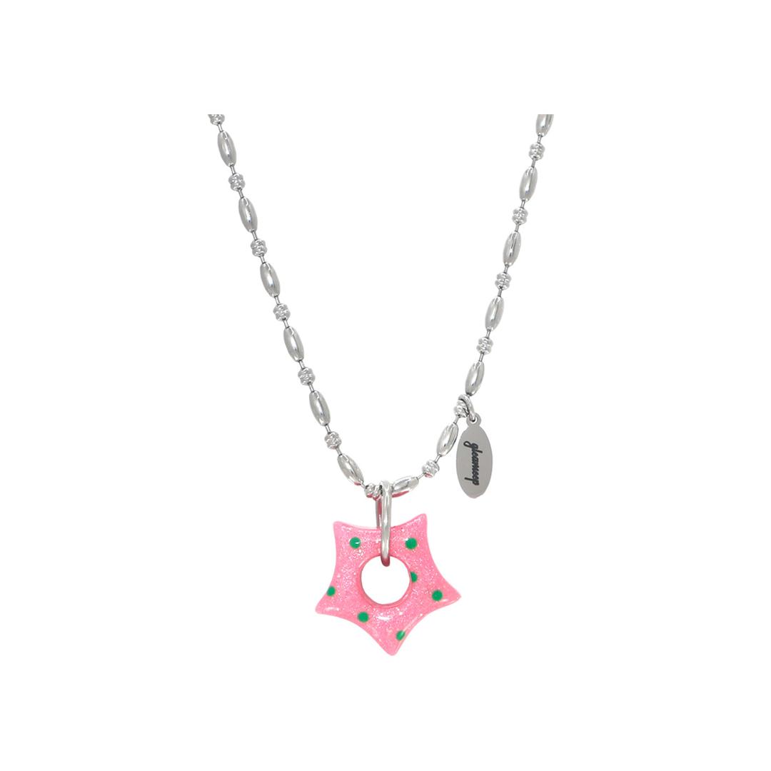 gleaming little star dot necklace [green dot pink]