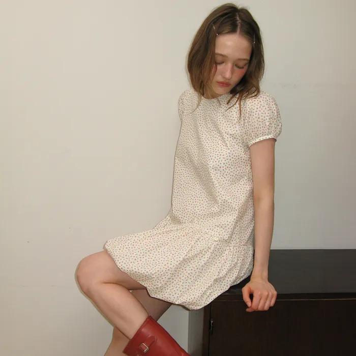 PUMPKIN MINI DRESS CREAM FLORAL