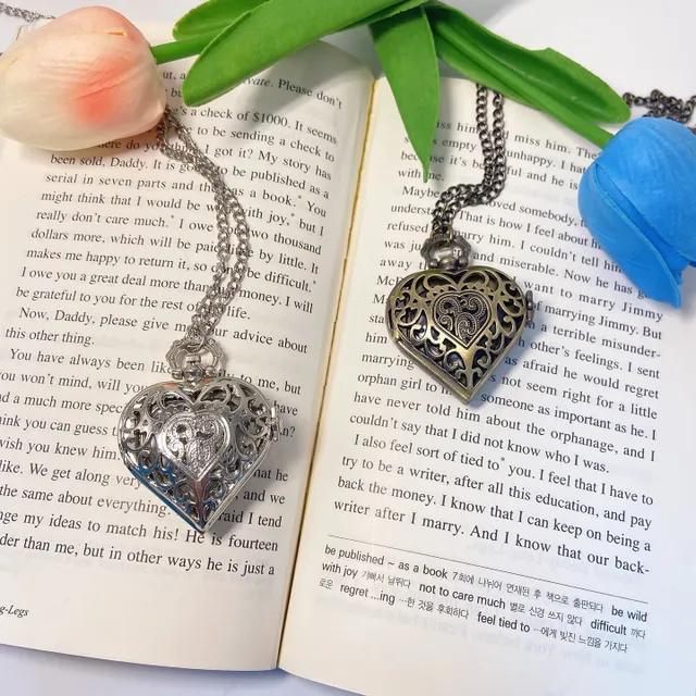 [2colors] 오픈 하트 회중시계 목걸이