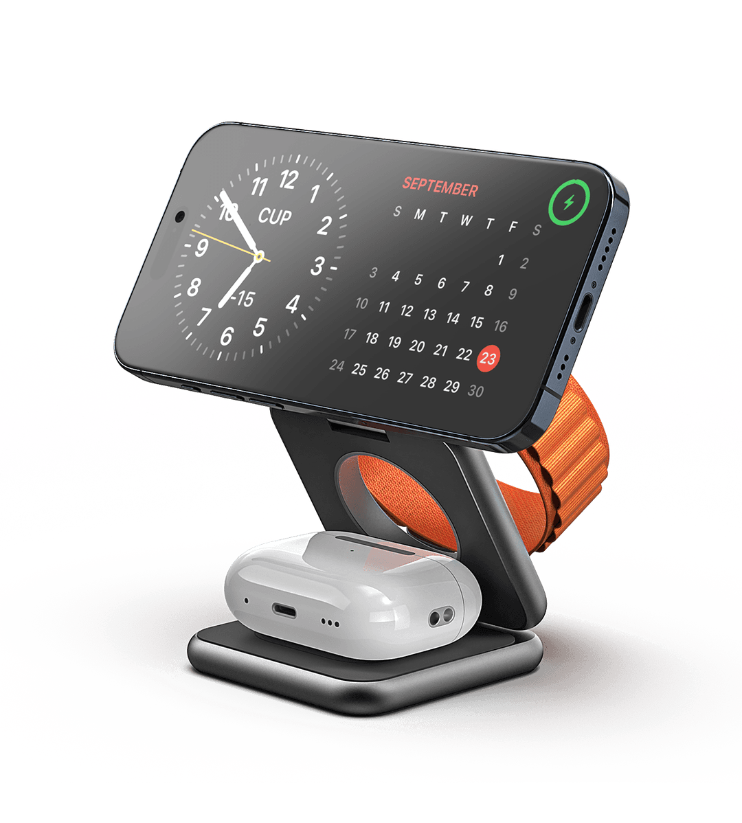 KUXIU X40 3-in-1 foldable magnetic wireless charger & stand Kit - Gray