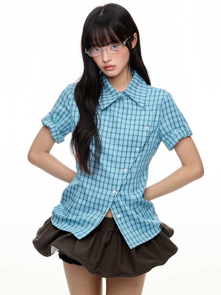 JIKOO Twilight Oblique Button Shirt (2color)