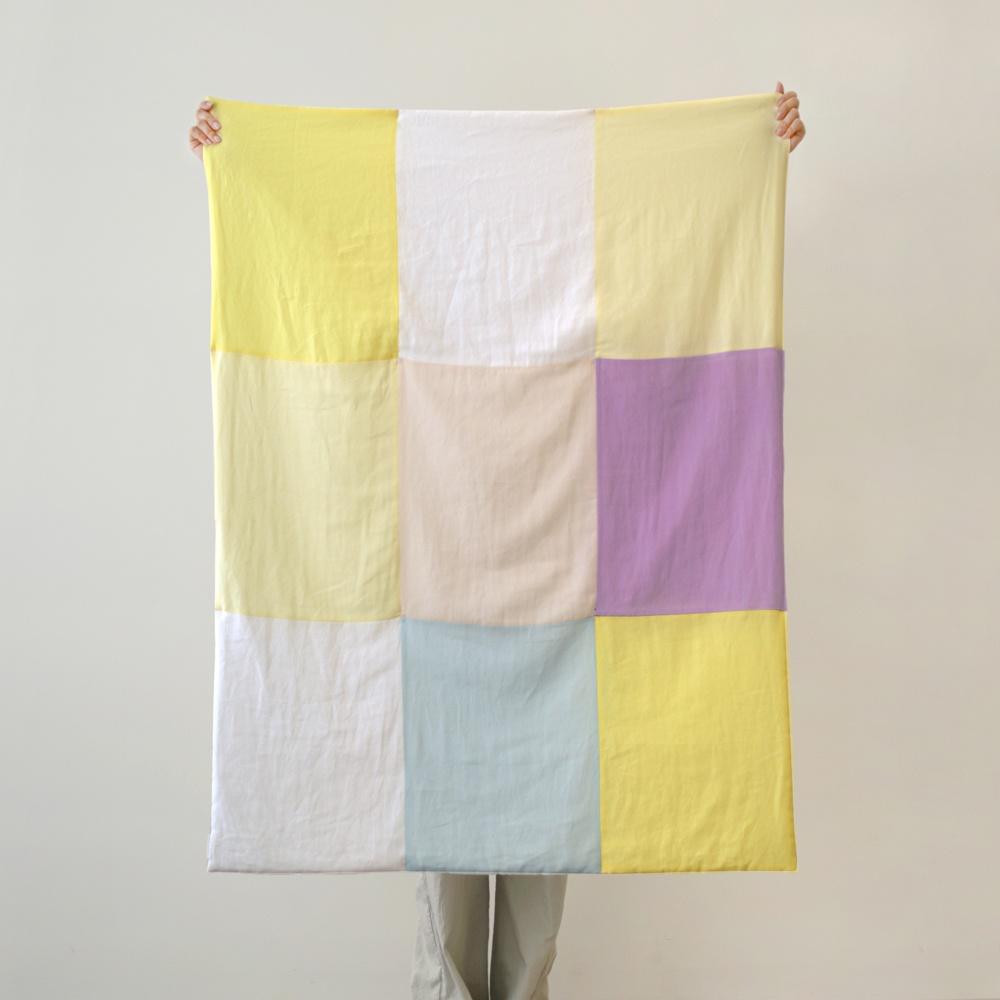 soft linen 조각보 블랭킷 (yellow)
