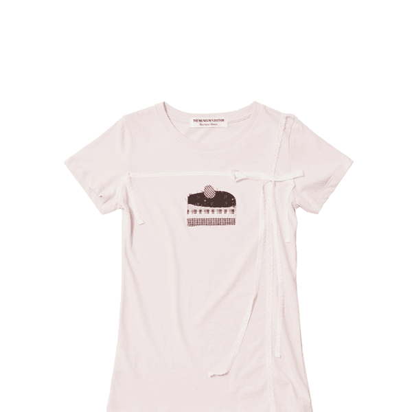 CHOCOLATE CAKE EMBROIDERY T-SHIRT (PINK)