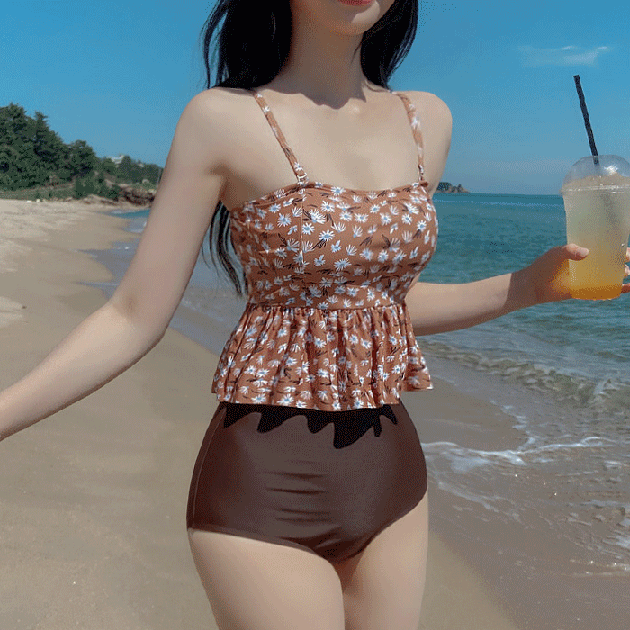 플라워 프릴 탑커버 비키니 (2P)