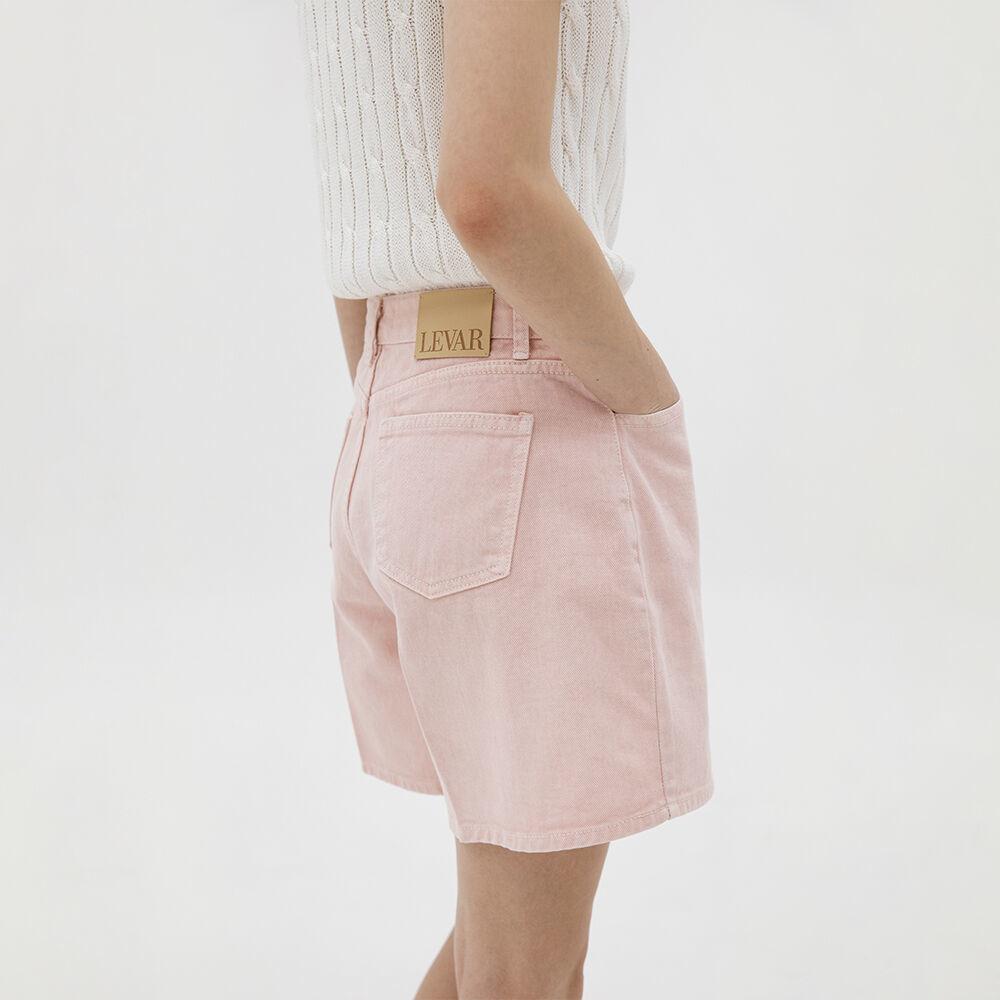 Relaxed Half Denim Pants - Light pink