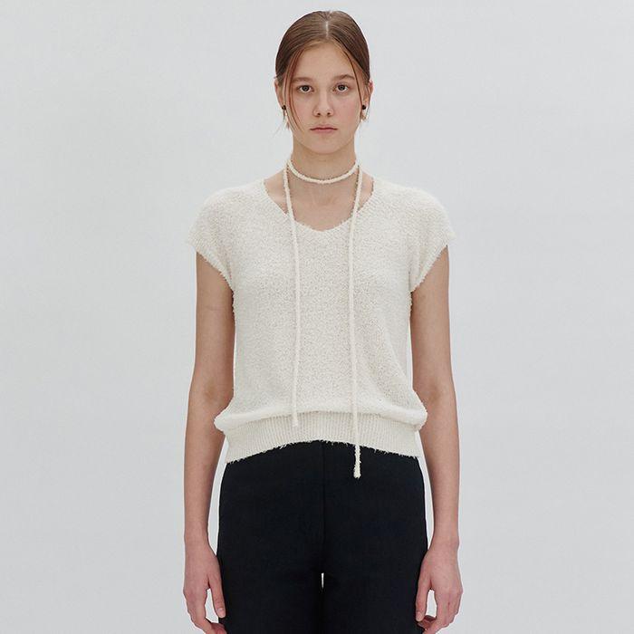 [8차 오더]Amelia v-neck short sleeve knit (Ivory)