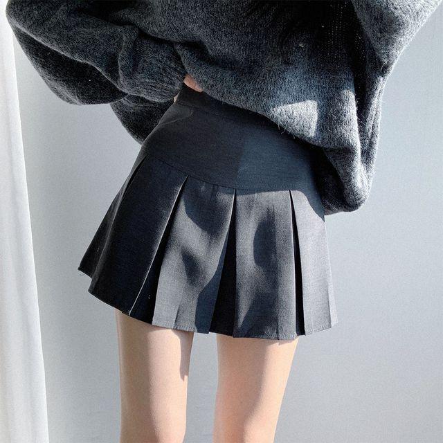 [스쿨룩st/속바지O] 페어리 깔끔 미니 플리츠 속바지 하이웨스트 스커트 S-L [YASC-1340]