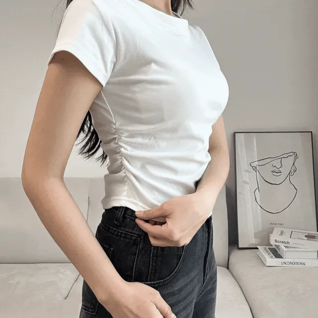 ⚡당일발송⚡🔥주문폭주🔥 [핏보장] 셔링 반팔 크롭 티셔츠 NB272