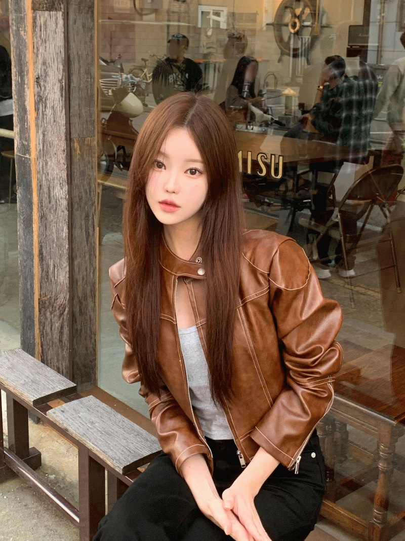 로그 바이커 레더 자켓