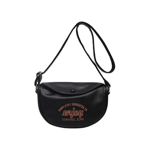 🔥 Enjoy 반달형 빈티지 블랙가죽크로스백