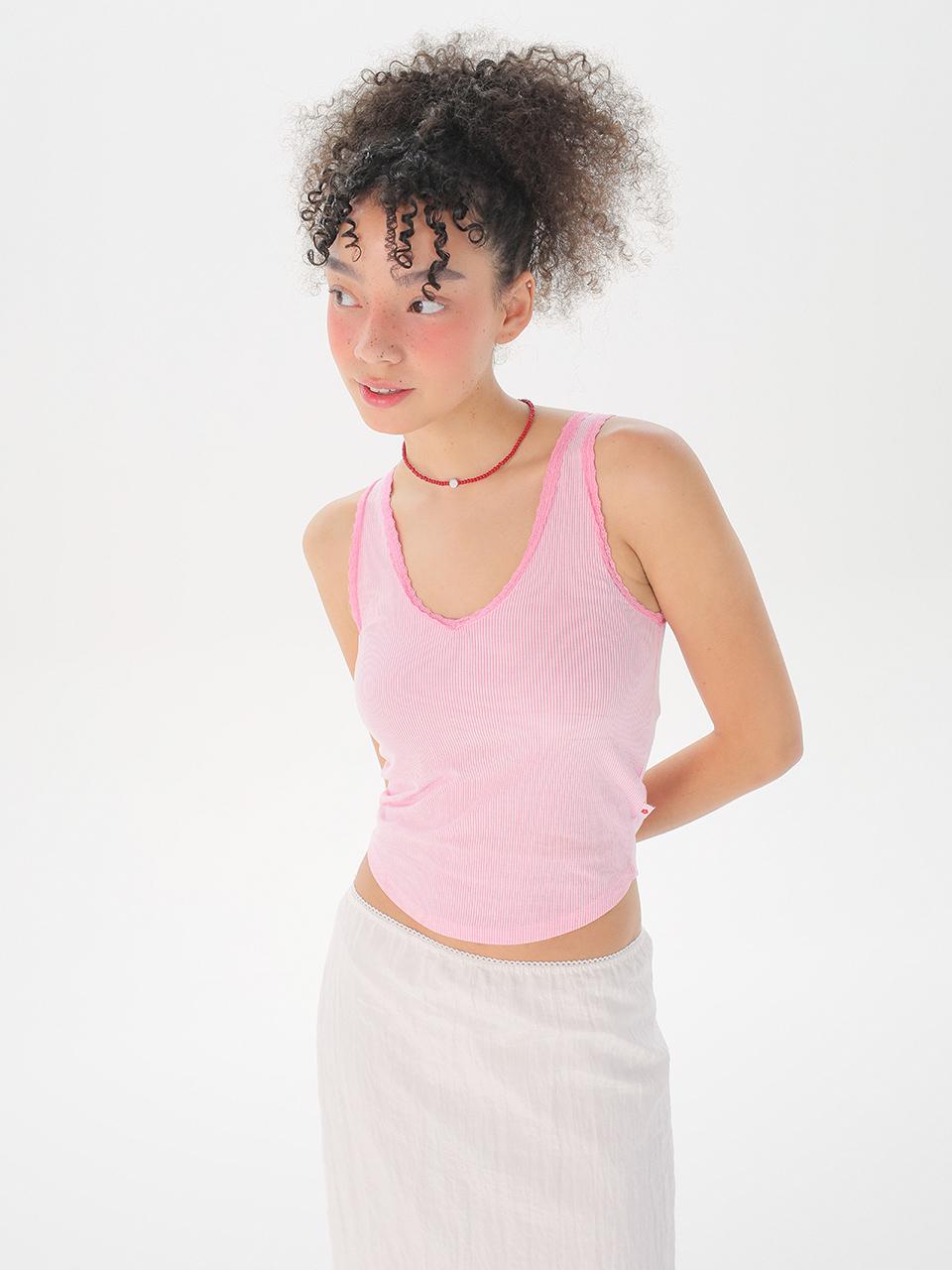 Lace Sleeveless Top_Pink