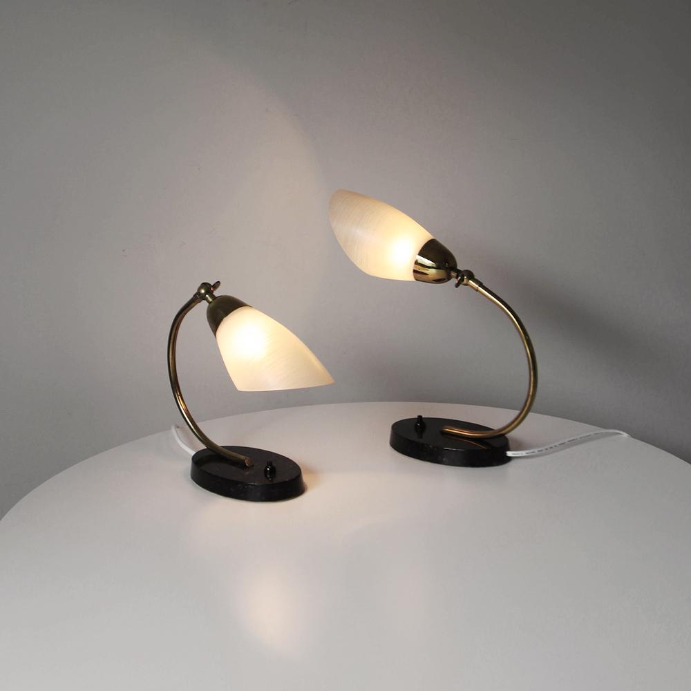 1960s Germany Marble Bedside Lamps