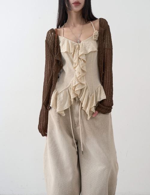 unbalance net cardigan