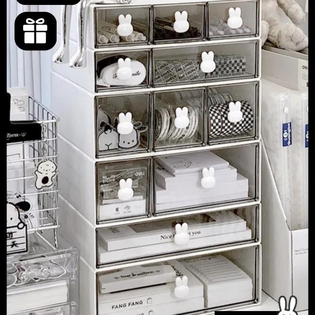 [🎁50%할인+선물증정🎁] 대용량 분리형 토끼 화장대 테이블 서랍 서랍함 데스크정리 데스크테리어 문구 수납 필기구 정리 소품 책상 정리함