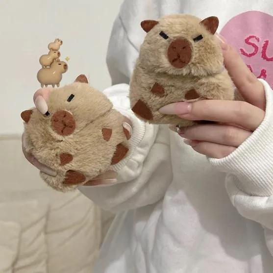카피바라 털 퍼 에어팟케이스 에어팟 1 에어팟2 에어팟3 에어팟프로 이어폰케이스 블루투스 헤드셋 커버 캐릭터 스트랩