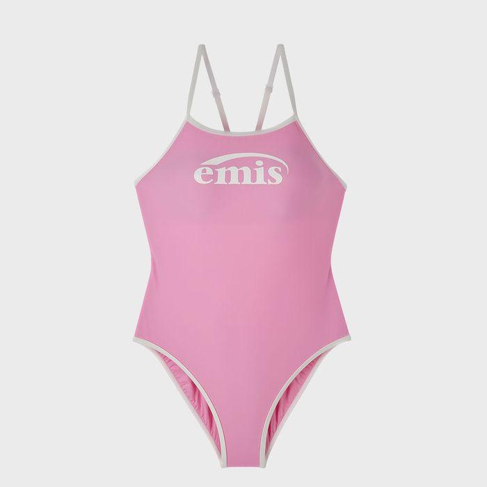 LOGO V-BACK STRAP SWIMSUIT (RENEWAL)-PINK