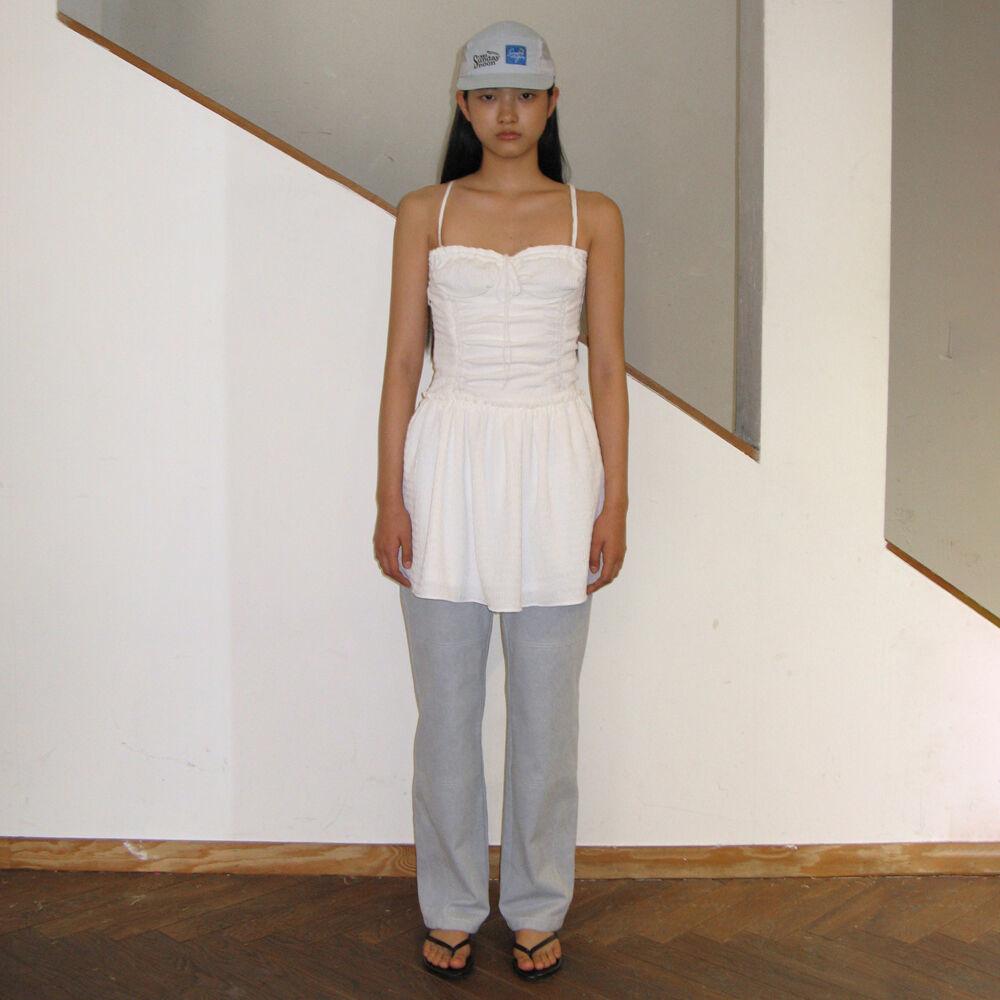 SHIRRING MINI DRESS (WHITE)