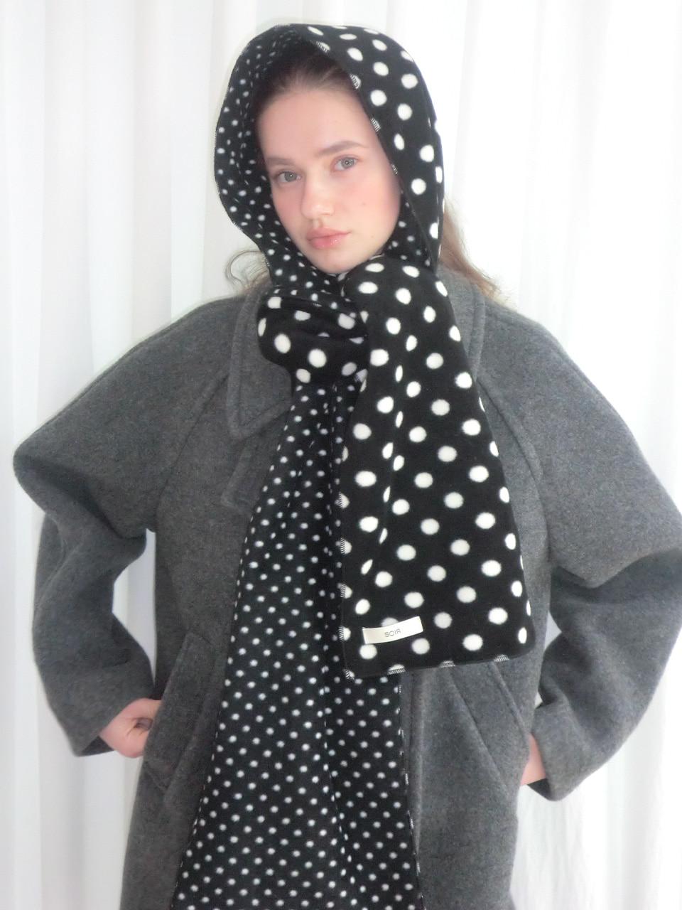 2WAY DOT FLEECE MUFFLER - BLACK