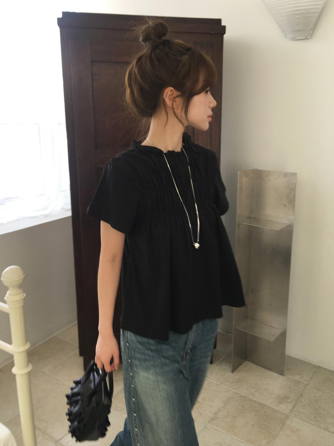 노비야카 Podo smoke blouse (Ivory, black)