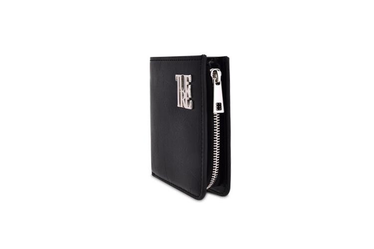 enamel zipper half wallet (cowhide100%) black