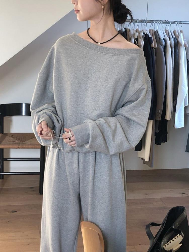 LE BUTTER 르버터 25SS 언발 보트넥 맨투맨 