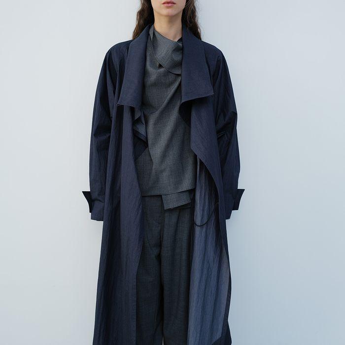 COWL NECK LONG COAT [NAVY]