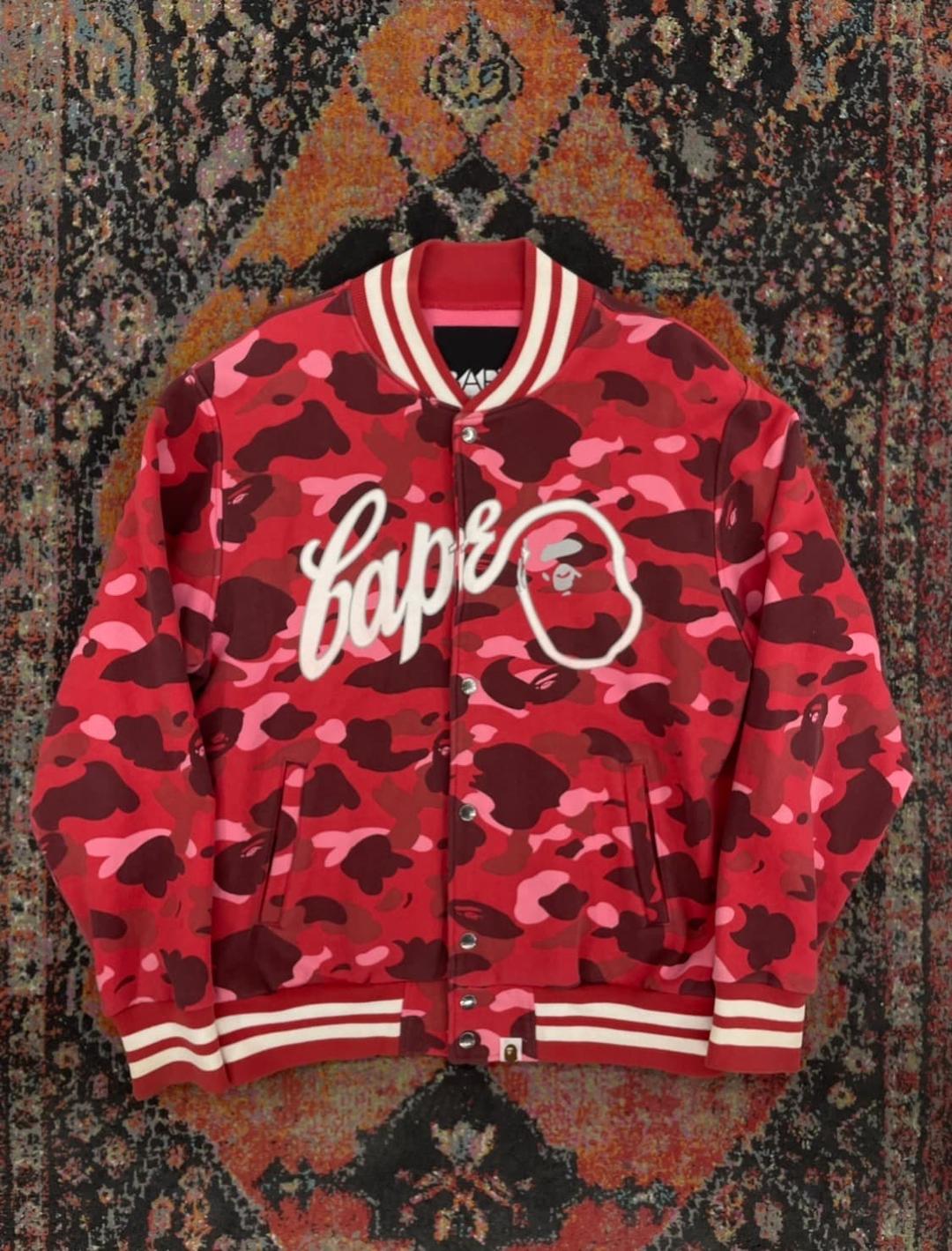 00s 베이프 레드카모 저지 바시티 자켓 | 후루츠패밀리