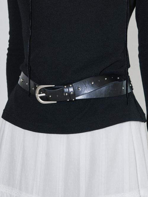 STUDDED FAUX LEATHER BELT_BLACK