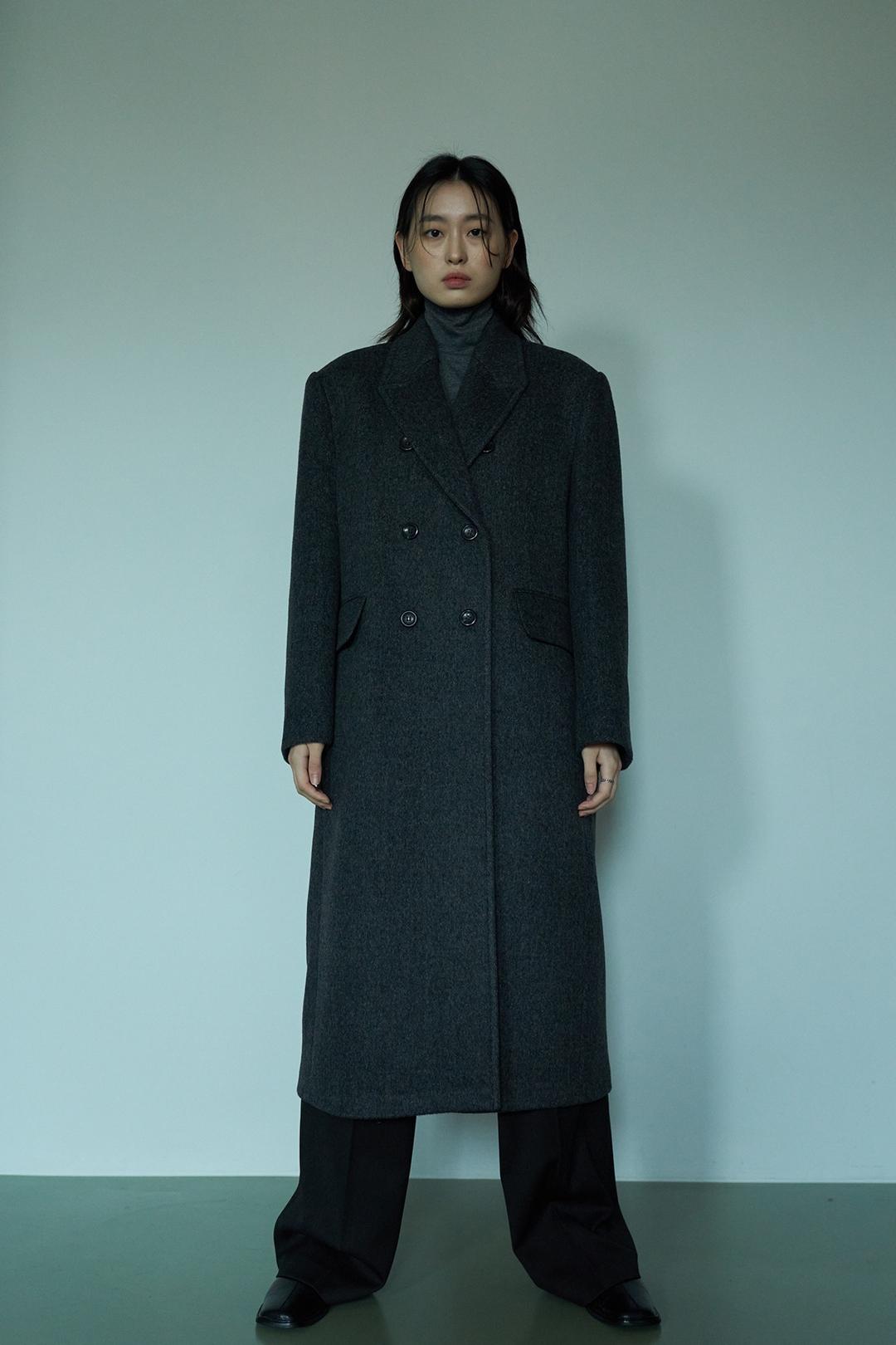 [2rd reorder]Heavy wool over double coat(charcoal)