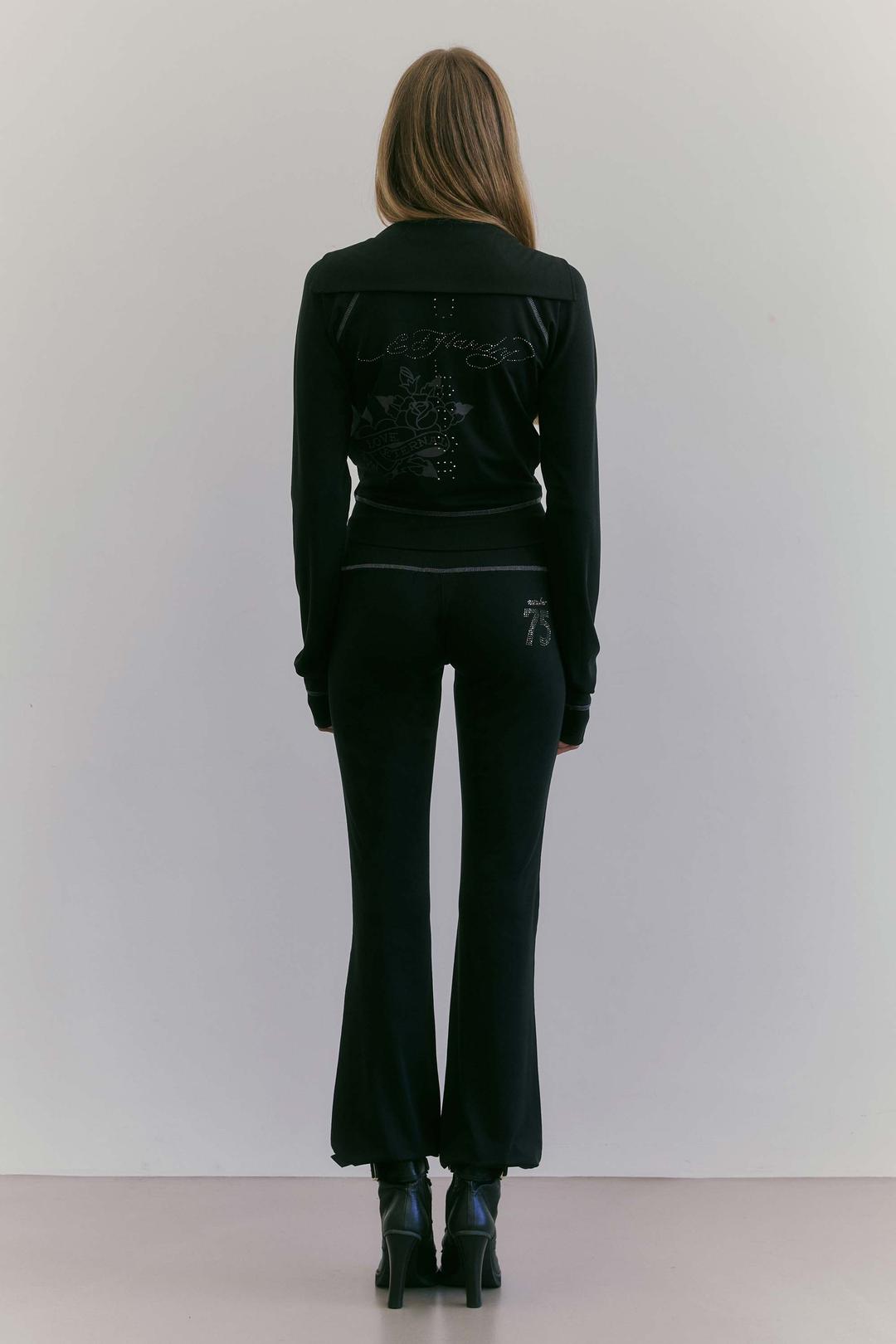 [Sculptor X Ed Hardy] Flare Track Pants Black
