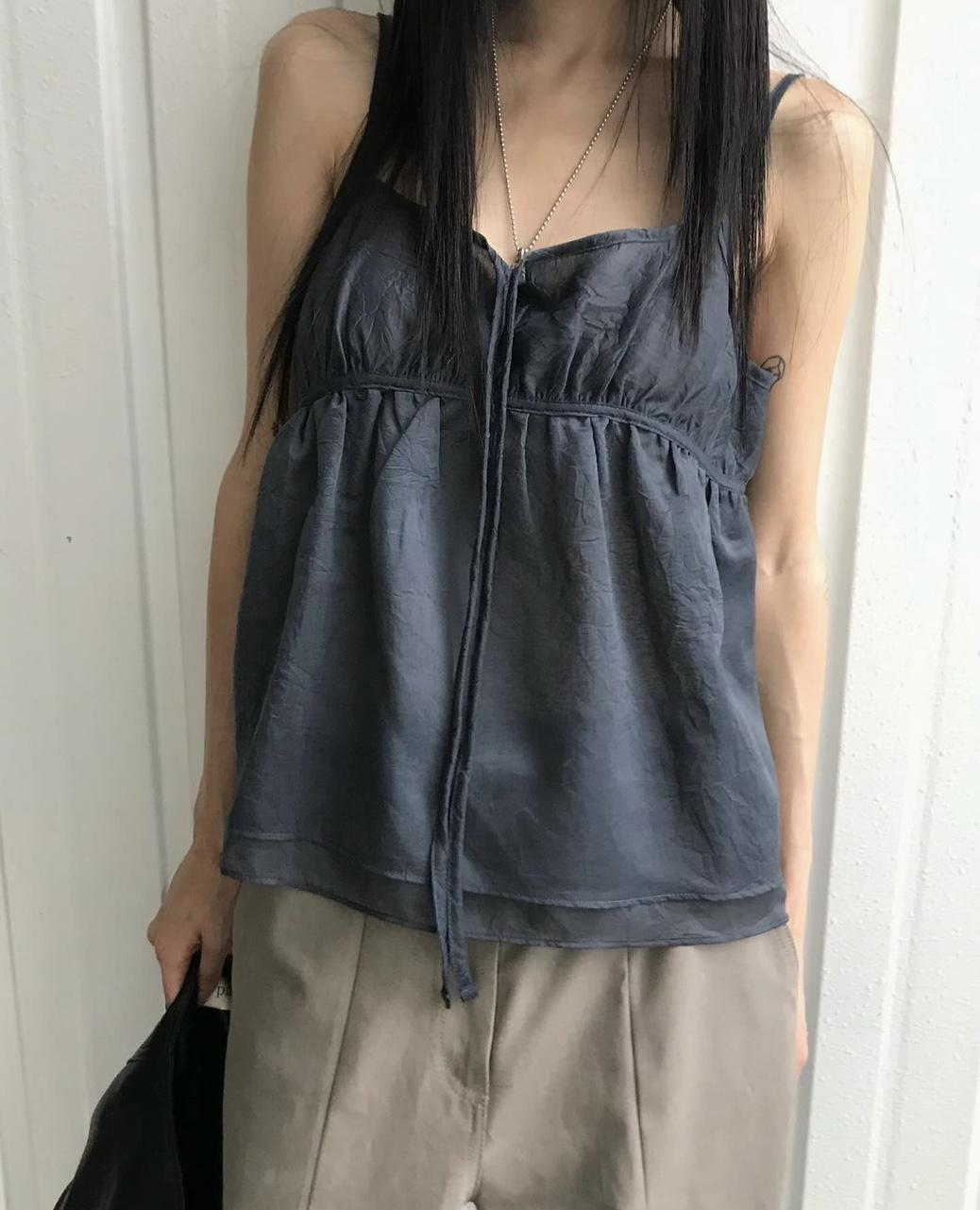 루아므 24FW 이즈 오간자 레이어드 셔링탑