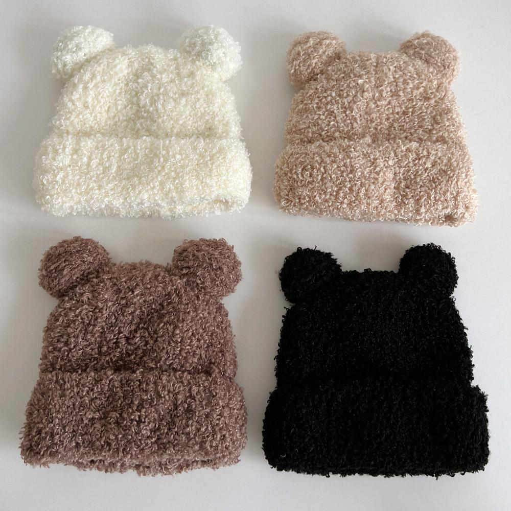 뽀글 양털 곰돌이 니트 비니 여성 겨울 귀여운 털 모자