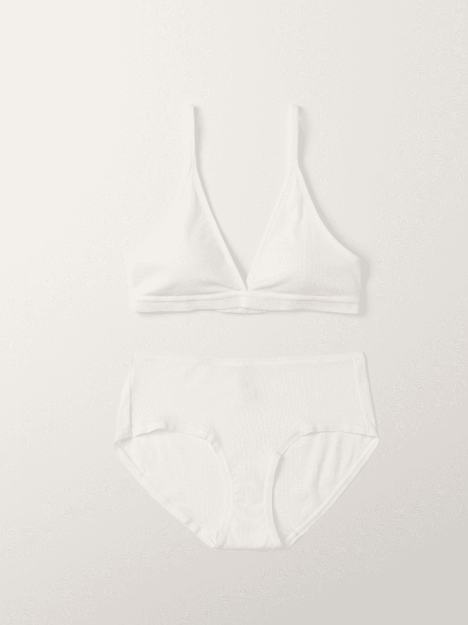 (set) Triangle ribbed modal bra & panties in White_삼각 리브드 모달 브라&팬티 화이트