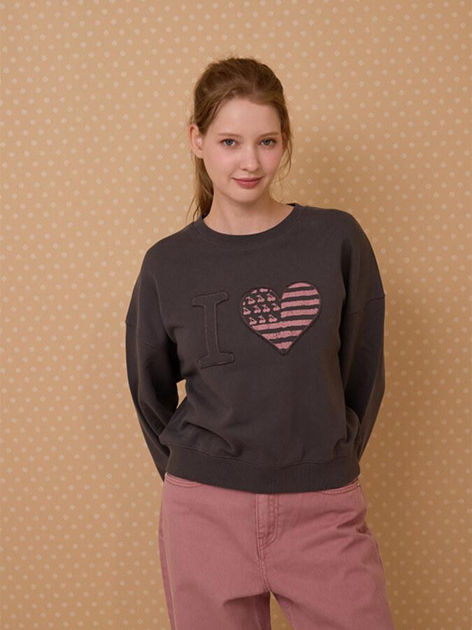 아이러브 키르시 컷오프 스웨트셔츠 [다크 그레이]