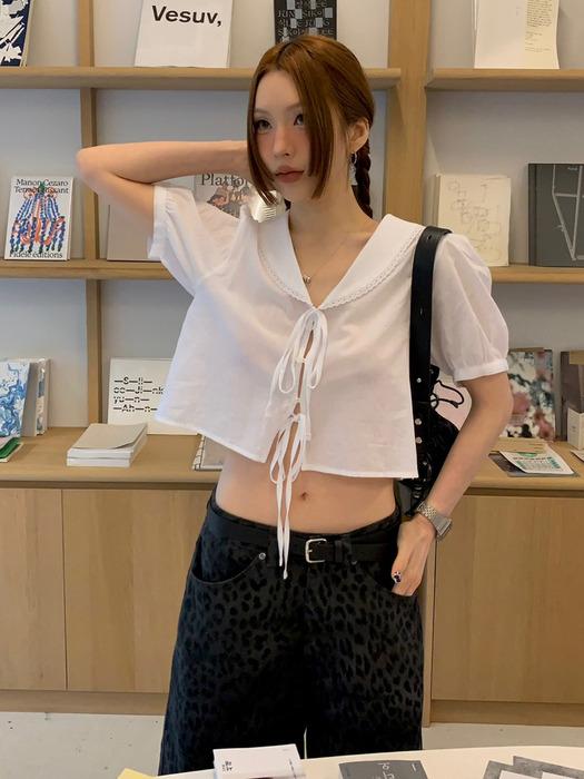 Big Collar Lace Puff Blouse_CTT370(White)