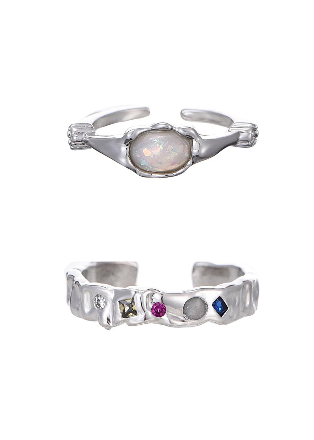 Zarah Space Silver Rings Set