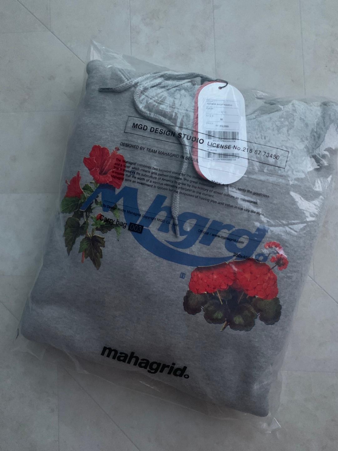 ( M ) 마하그리드 플라워 로고 후드티 그레이 새상품