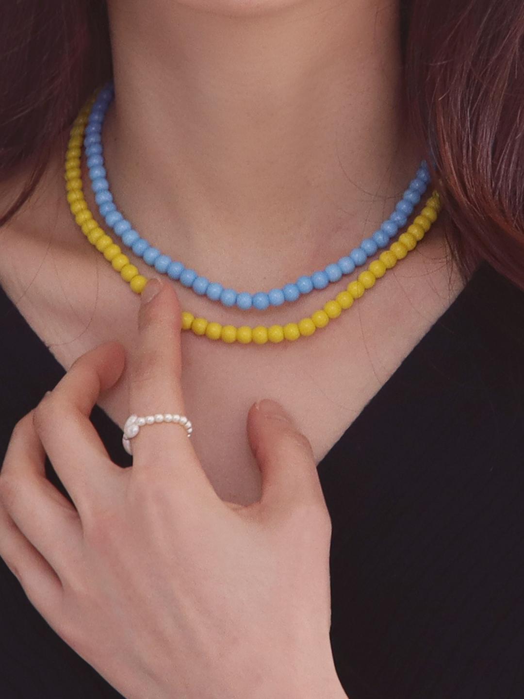 [6color] 6mm 블랙 레드 비즈 핵진주 왕진주 블리컬러 목걸이